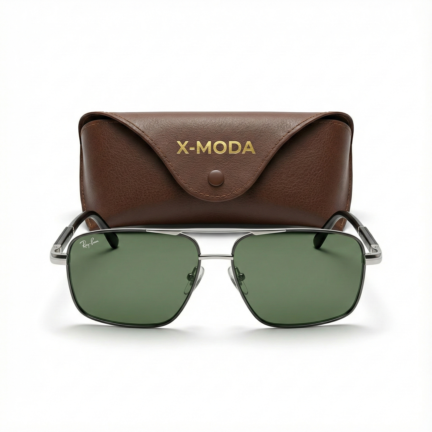 RAYBAN SILVER GREEN PILOT