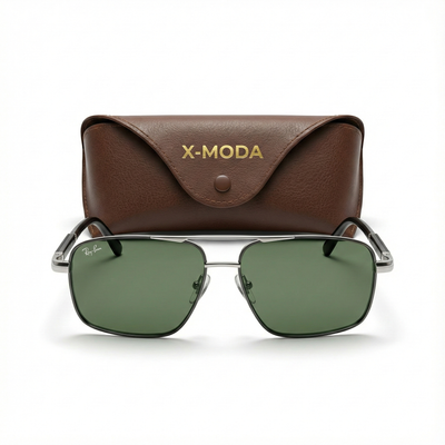 RAYBAN SILVER GREEN PILOT