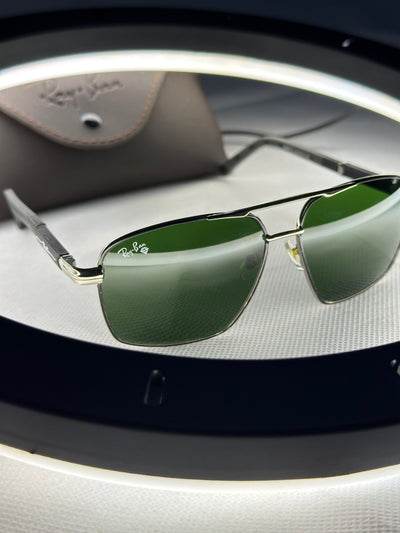RAYBAN SILVER GREEN PILOT