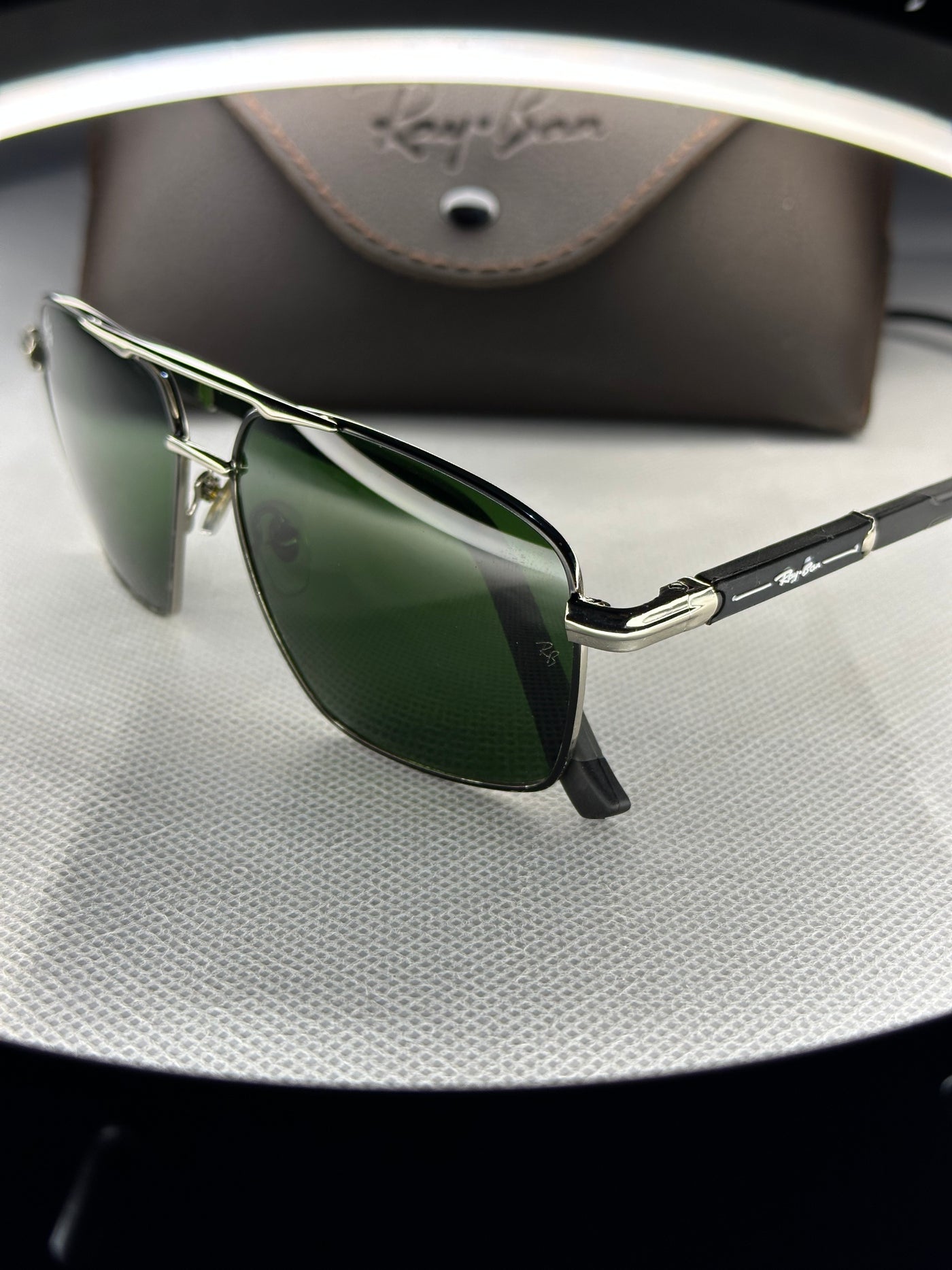 RAYBAN SILVER GREEN PILOT