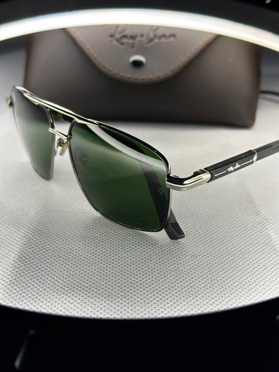 RAYBAN SILVER GREEN PILOT