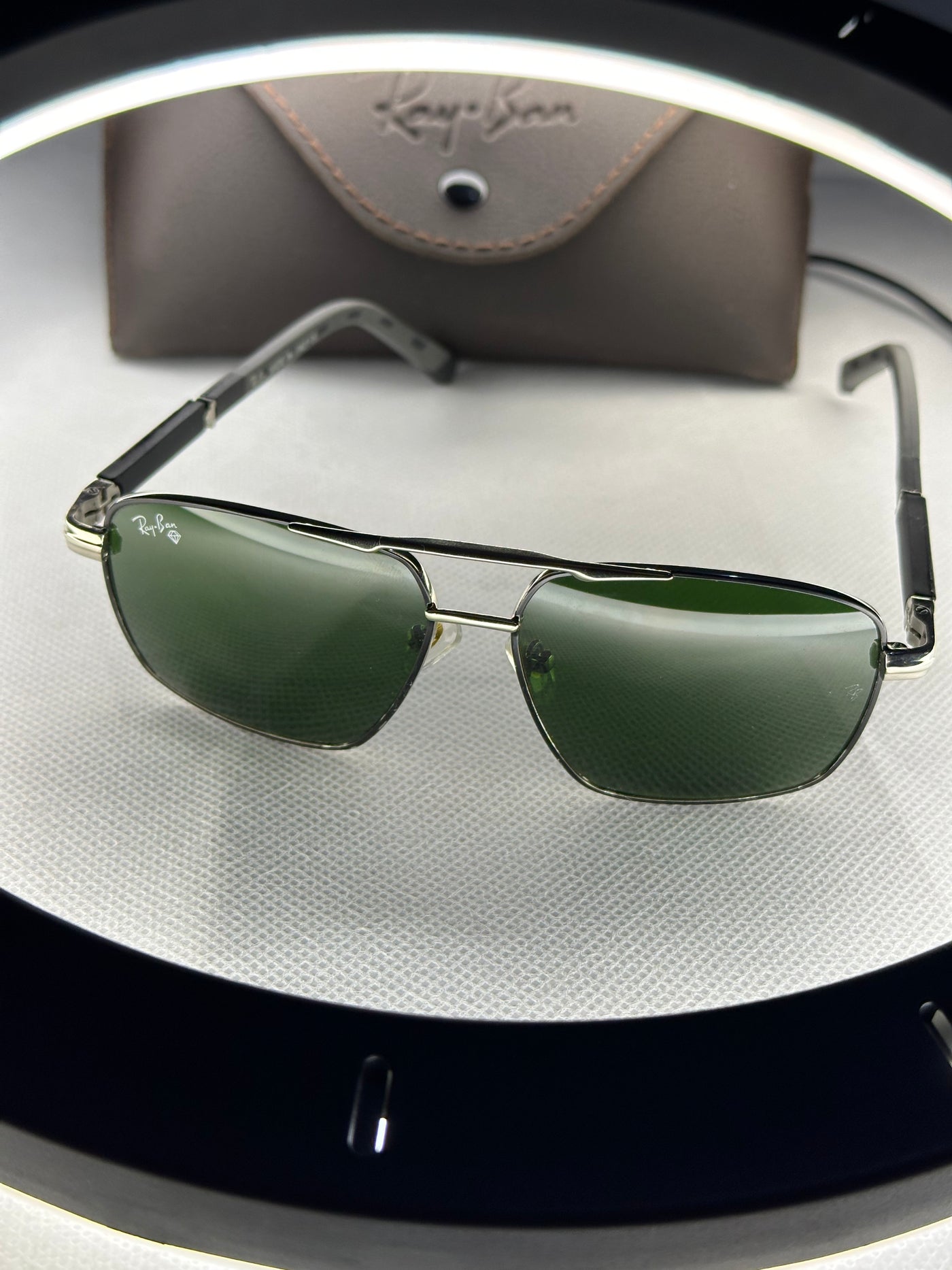RAYBAN SILVER GREEN PILOT